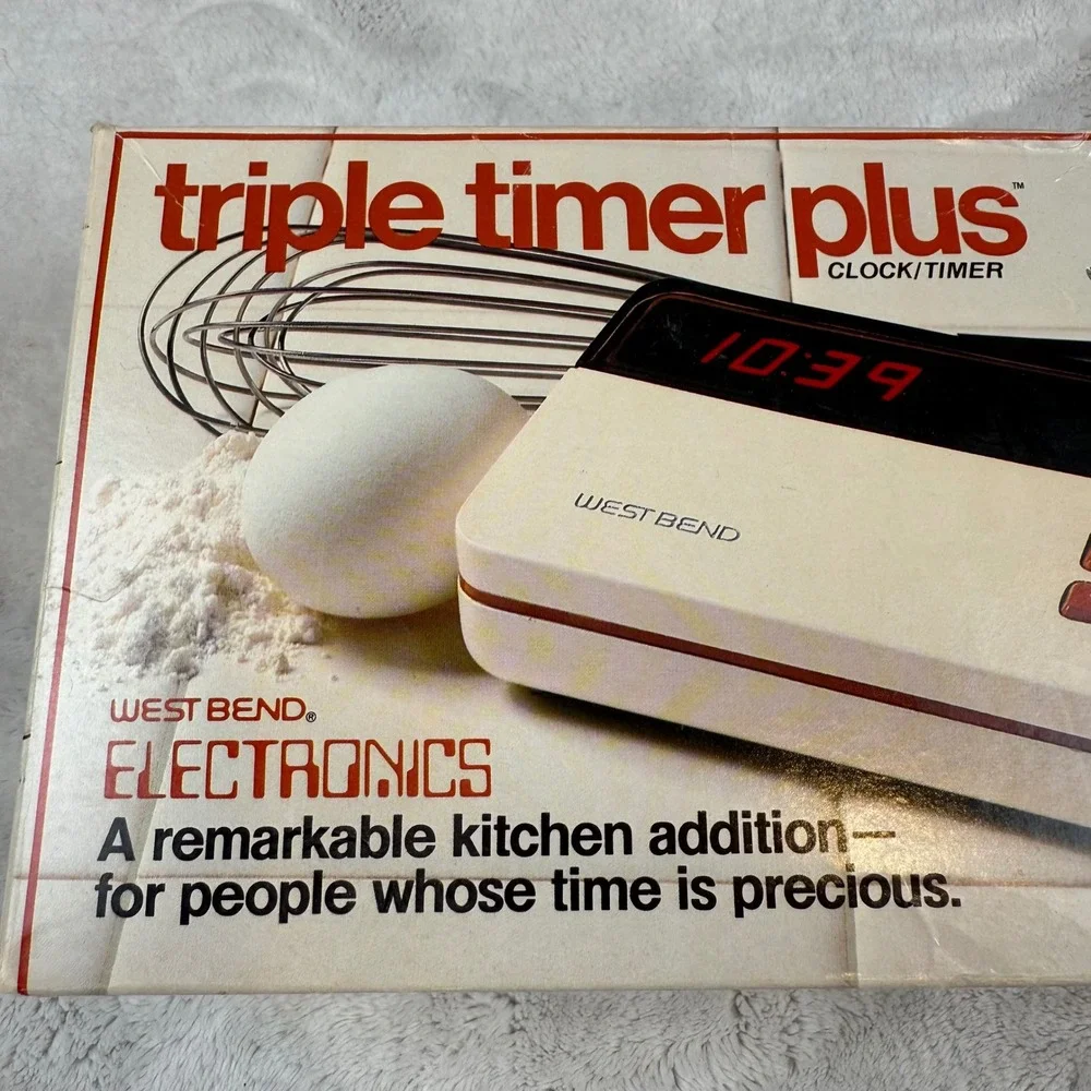 West Bend Triple Timer‎ Plus Vintage 1980 Electronic Clock Timer No 40001 Cream